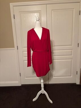 Banana Republic Vibrant Red Long Sleeve Dress